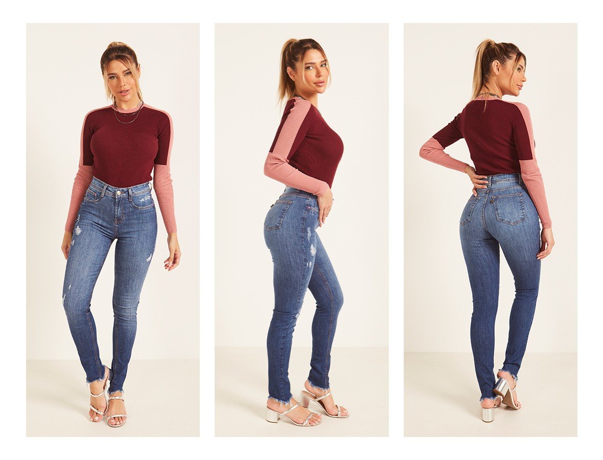 dz3978 re calca jeans feminina skinny media com puidos denim zero trio