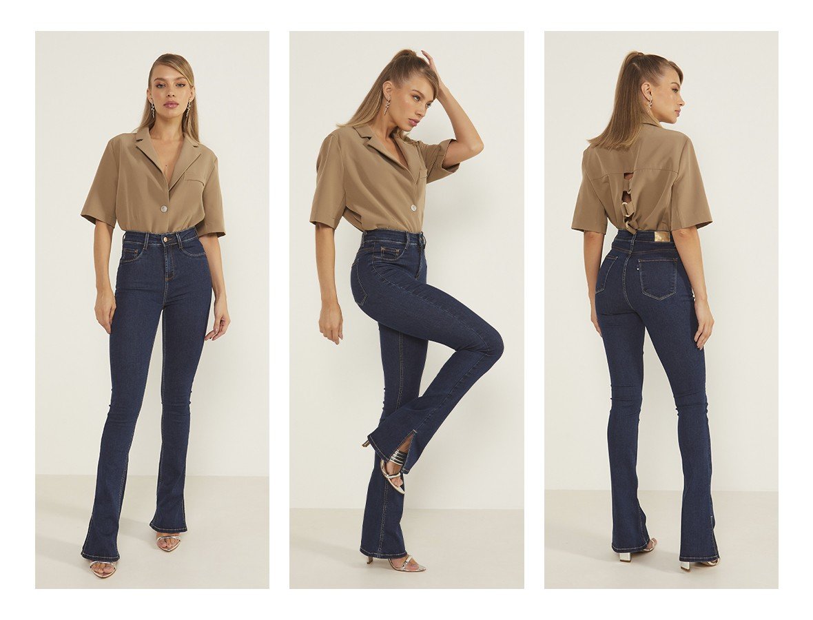 dz20037 re calca jeans feminina new boot cut media com abertura lateral denim zero trio