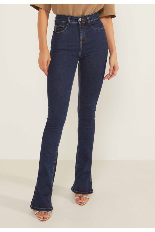 dz20037 1 re calca jeans feminina new boot cut media com abertura lateral denim zero frente prox