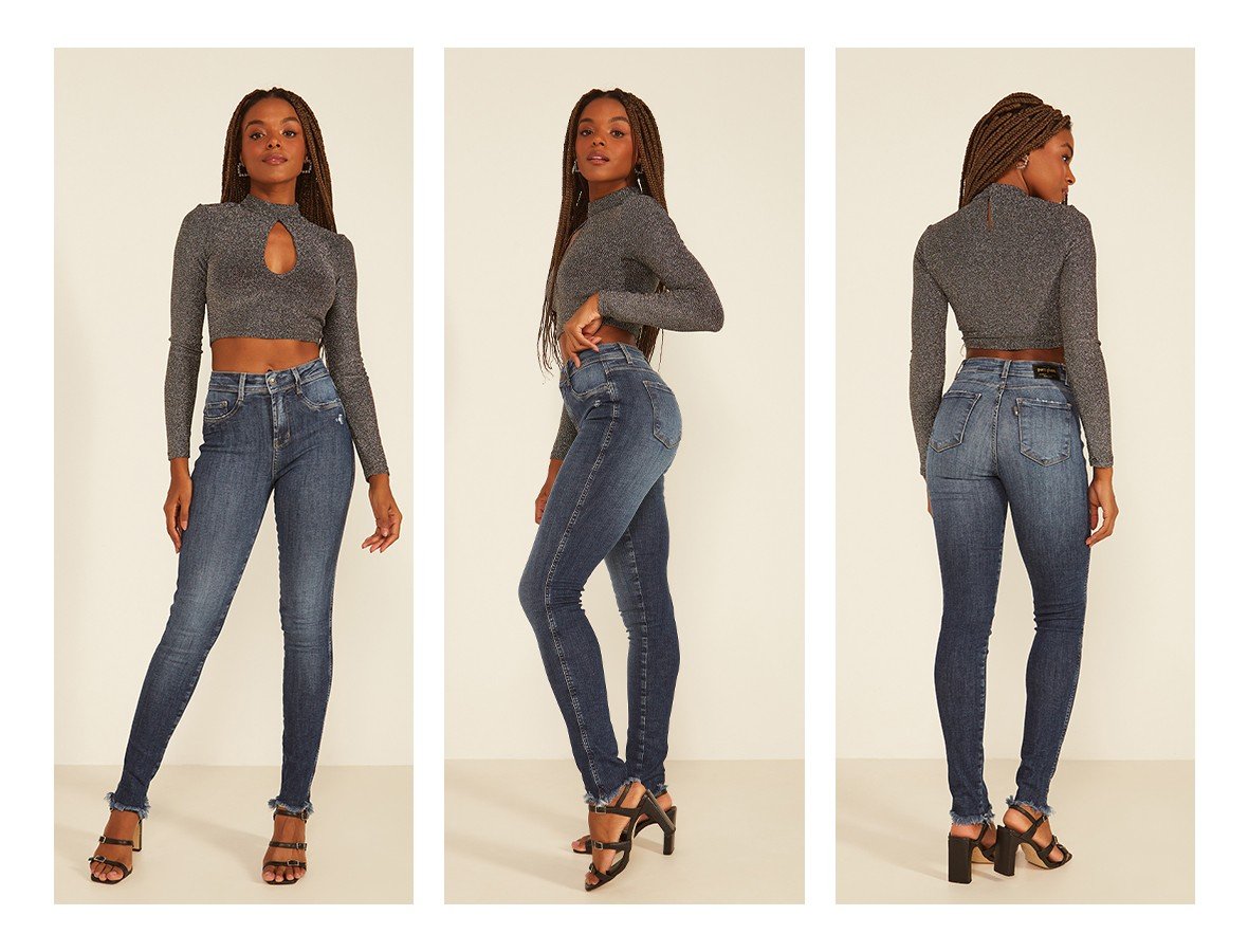 dz20059 com calca jeans feminina skinny media com barra desfiada denim zero trio