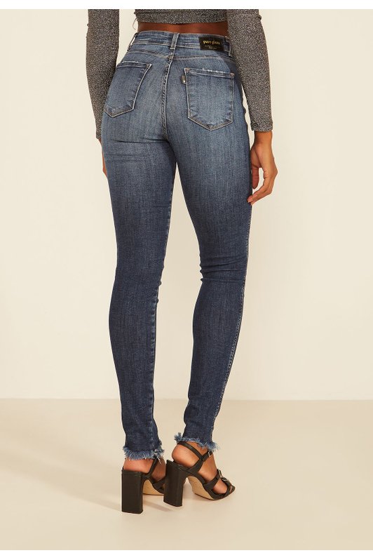 dz20059 com calca jeans feminina skinny media com barra desfiada denim zero costas prox