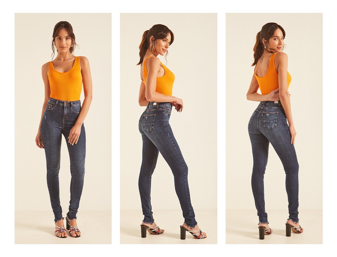 dz20139 com calca jeans feminina skinny media escura denim zero trio