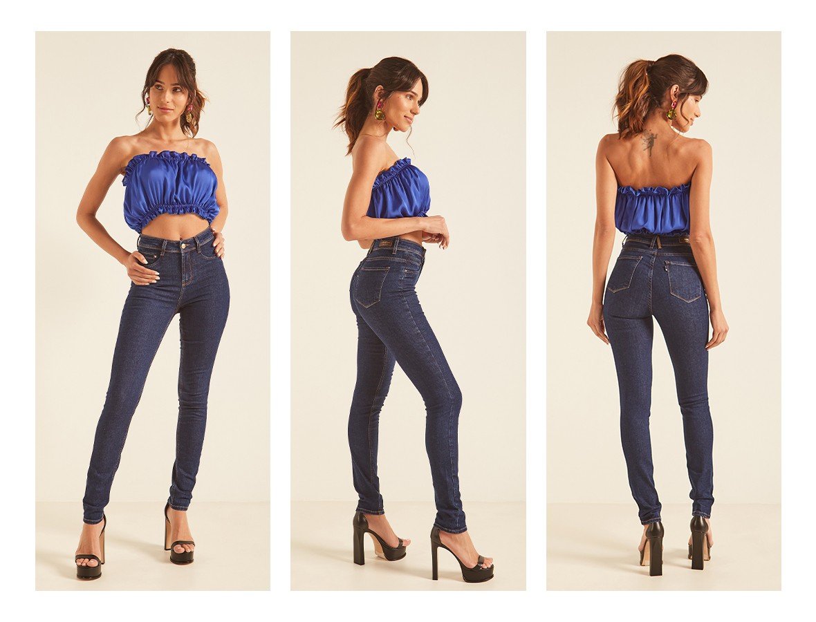 dz20140 com calca jeans feminina skinny media escura denim zero trio