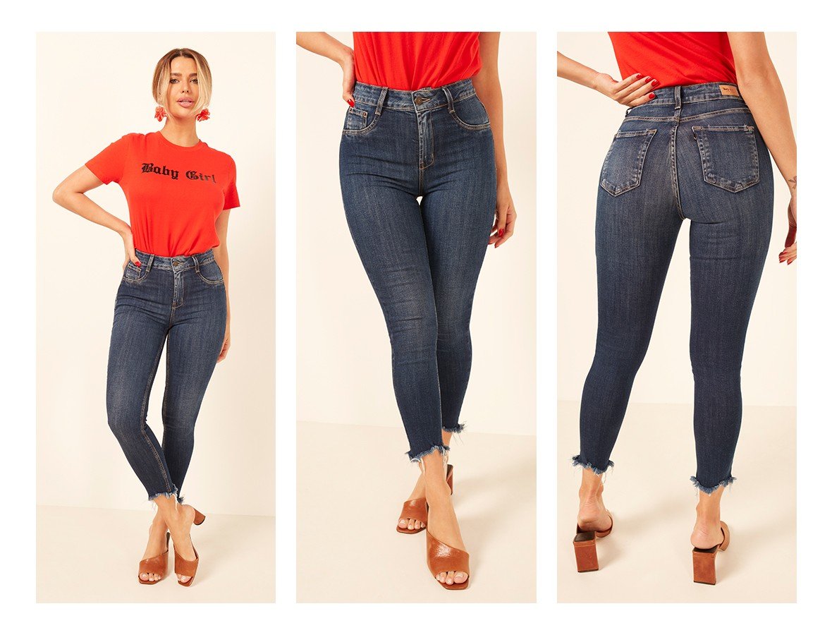 dz3957 com calca jeans feminina skinny media cropped denim zero trio
