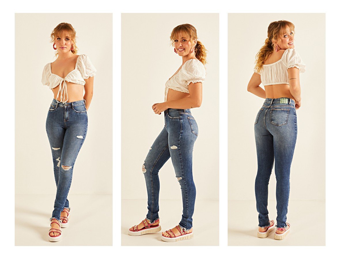 dz20172 re calca jeans feminina skinny media com puidos denim zero trio