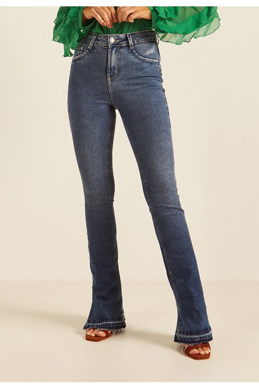 dz20163 1 com calca jeans feminina new boot cut com abertural lateral denim zero frente prox