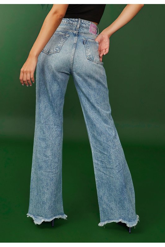 dz20363 alg calca jeans feminina wide leg com barra desfiada denim zero costas 3