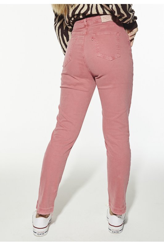 dz20409 calca jeans feminina mom fit cigarrete com barra dupla denim zero costas crop