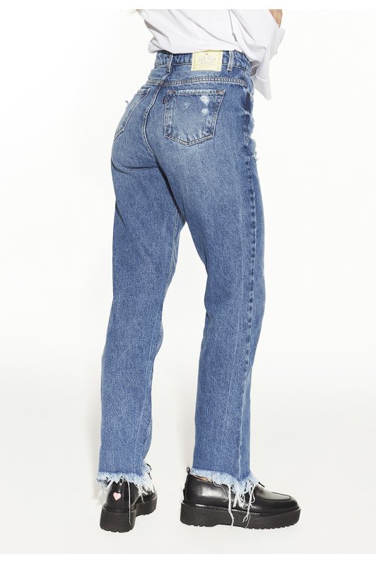 dz20496 alg calca jeans feminina reta tradicional com puidos denim zero costas prox