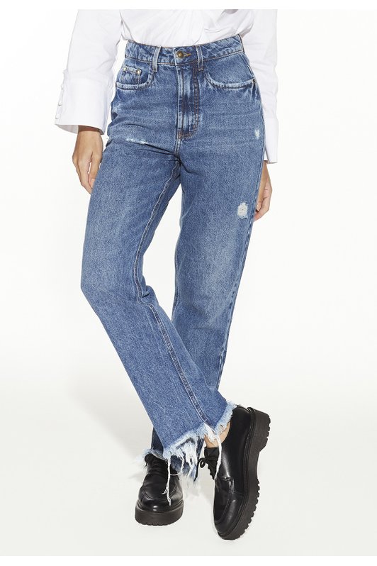 dz20496 alg calca jeans feminina reta tradicional com puidos denim zero frente prox