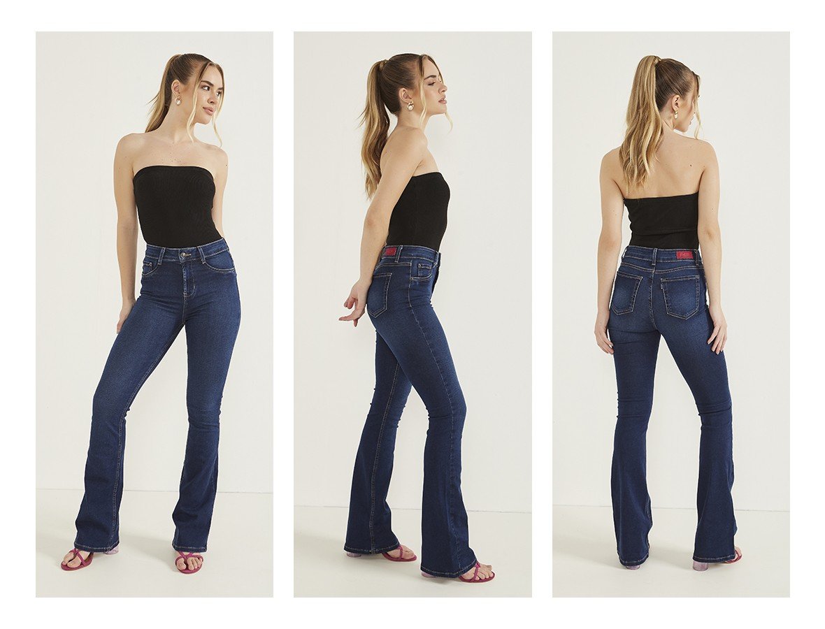 dz20375 re calca jeans feminina flare media denim zero trio