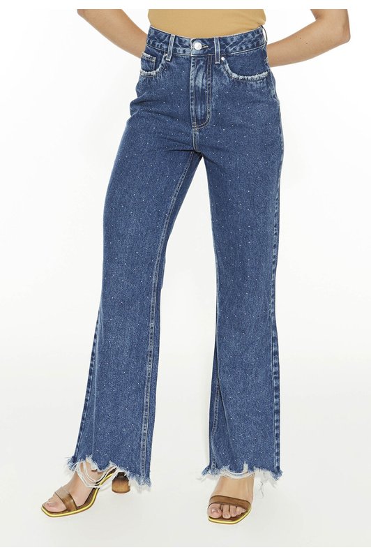 dz20504 alg calca jeans feminina wide leg com aplicacao de strass denim zero frente crop easy resize com