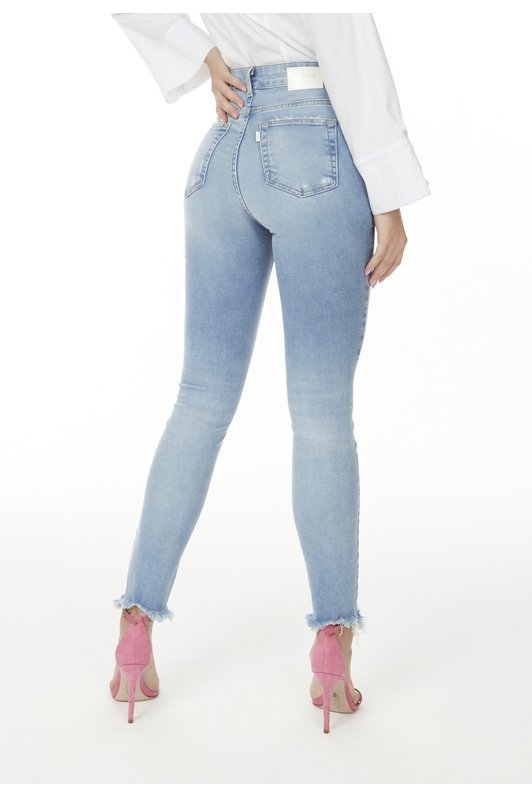 dz20550 re calca jeans feminina skinny media cigarrete com leves puidos denim zero costas