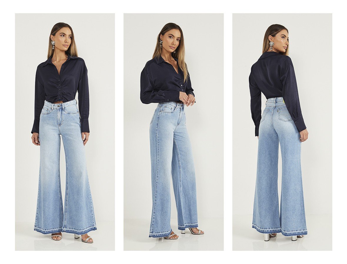 dz20325 alg calca jeans feminina pantalona com barra diferenciada trio